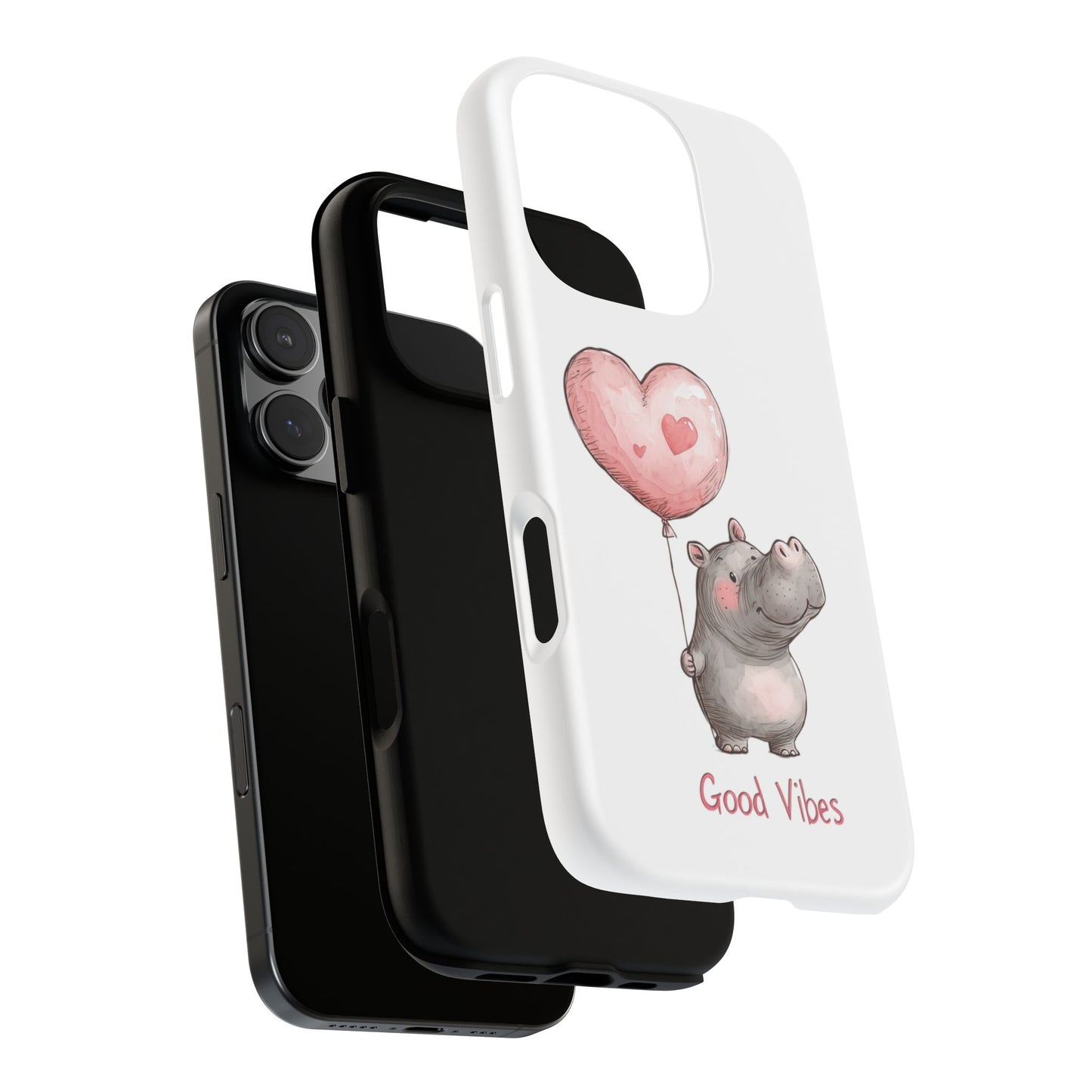Cute Hippo Phone Case - Good Vibes Design, Animal Lover Gift, Fun Accessory, Birthday Present, Phone Accessories