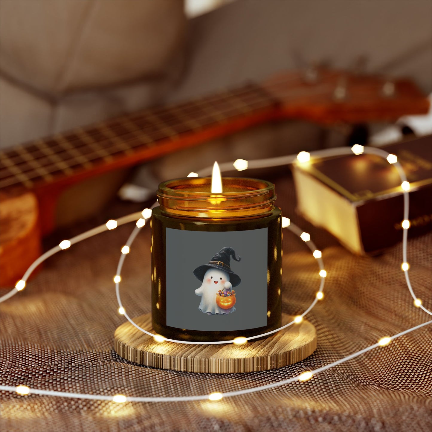 Halloween Scented Candle, Ghost Design, Eco-Friendly Coconut Apricot Wax, 4oz 9oz Pumpkin Spice, Autumn Decor, Gift Idea
