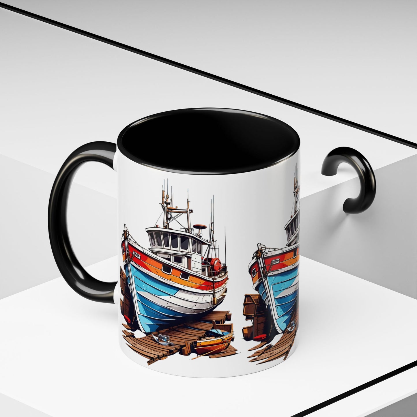 Nautical Accent Coffee Mug | Perfect for Boat Lovers, Sailor Gifts, Coastal Decor, Unique Gift Idea, Custom Artwork Mug