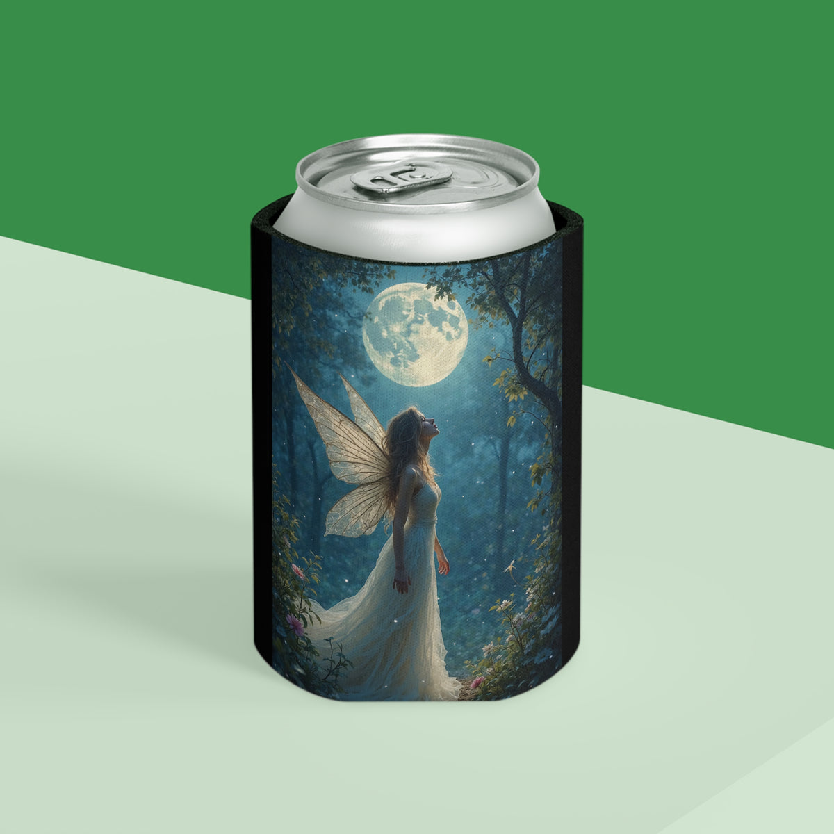 Fairy Moon Can Cooler | Enchanting Beverage Sleeve for Parties, Festivals, Outdoor Events, Gifts, Fairy Lovers