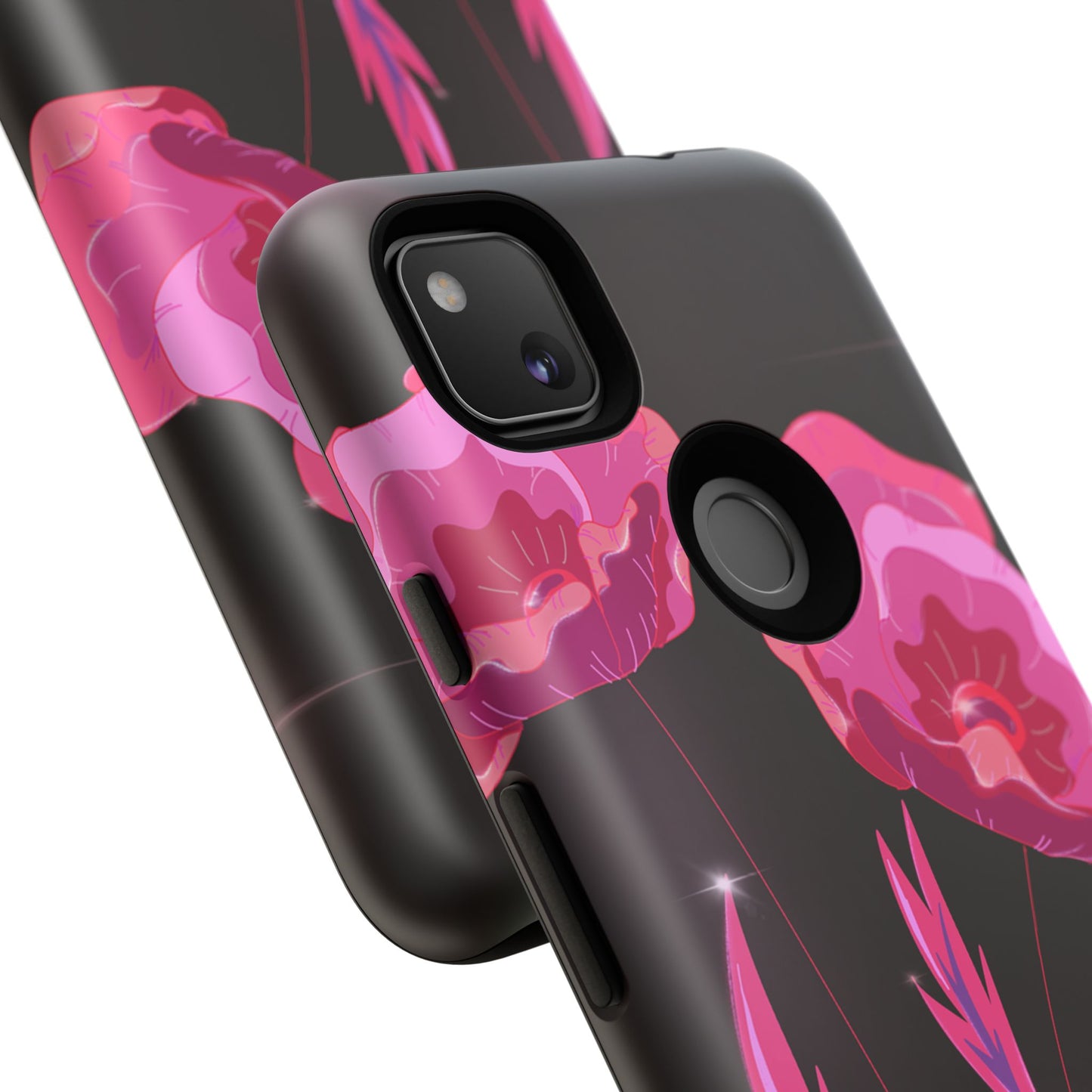 Floral iPhone Case | Tough Cases with Pink Poppy Design, Elegant Flower Phone Cover, Gift for Her, Spring Accessories, Chic Tech