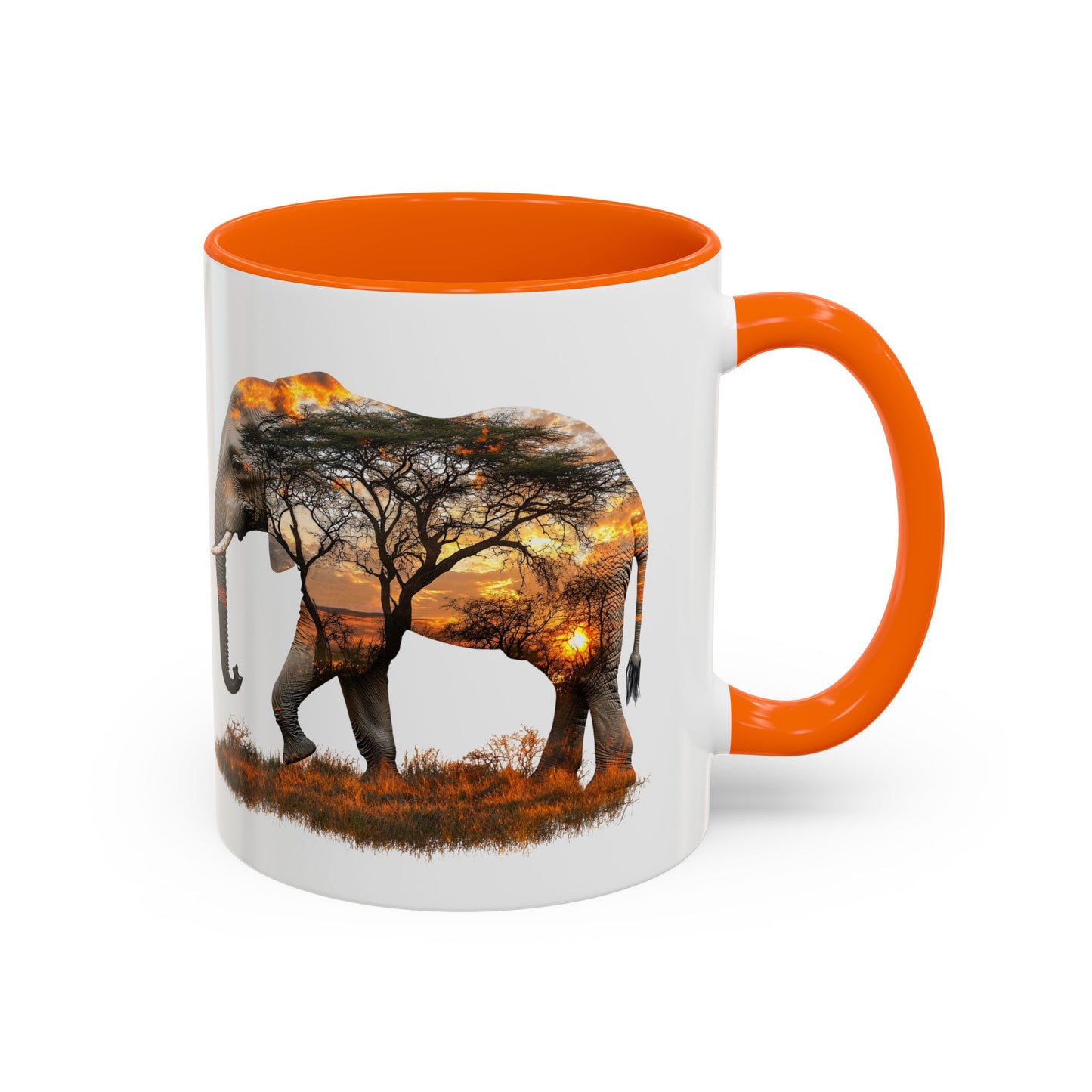 Elegant Elephant Accent Coffee Mug - Nature Lover Gift, Animal Lover Mug, Unique Home Decor, Wildlife Conservation, Travel Mug