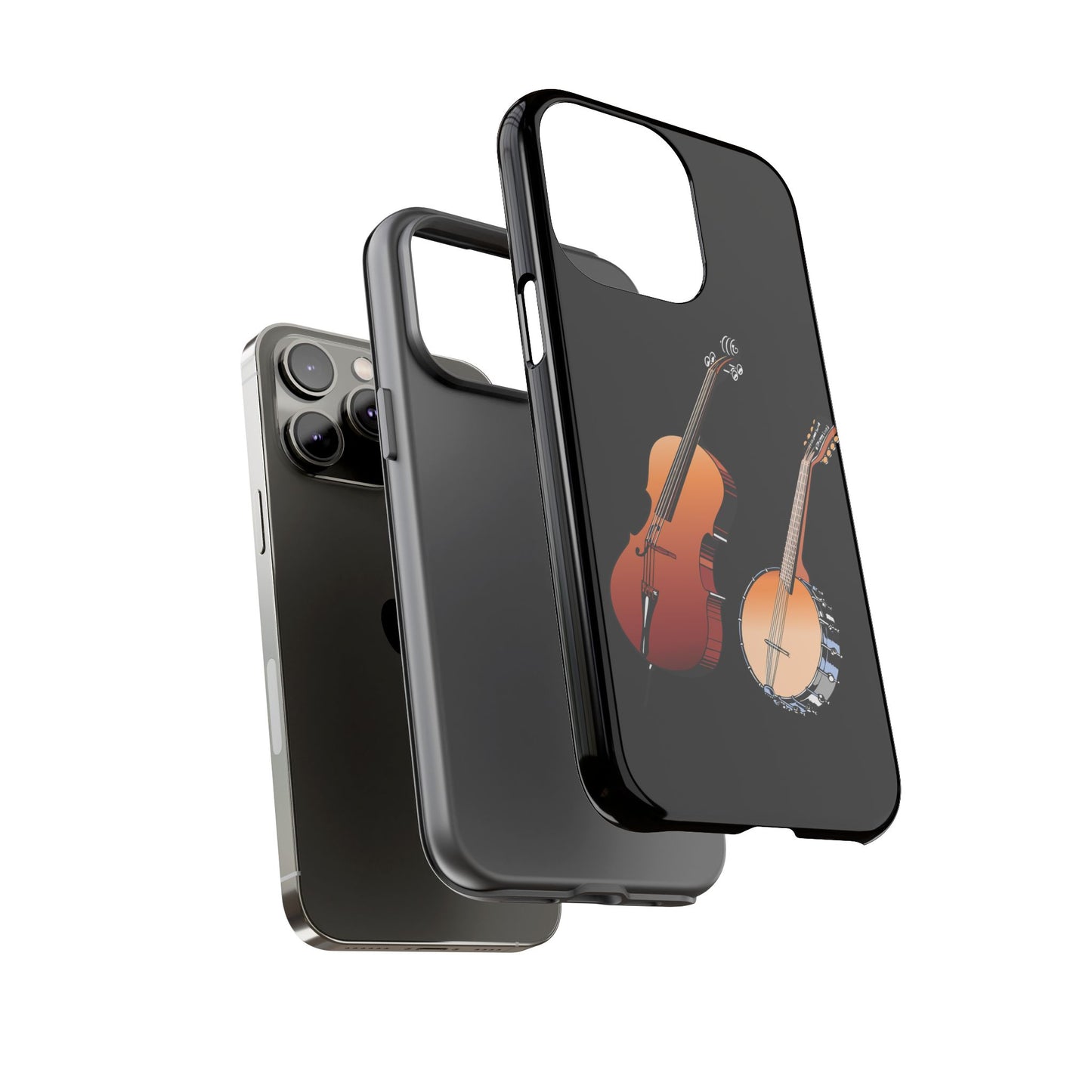 Musical Instrument Phone Case - Violin & Banjo Design, Music Lover Gift, Unique Phone Cover, Holiday Gift, Durable Tough Cases