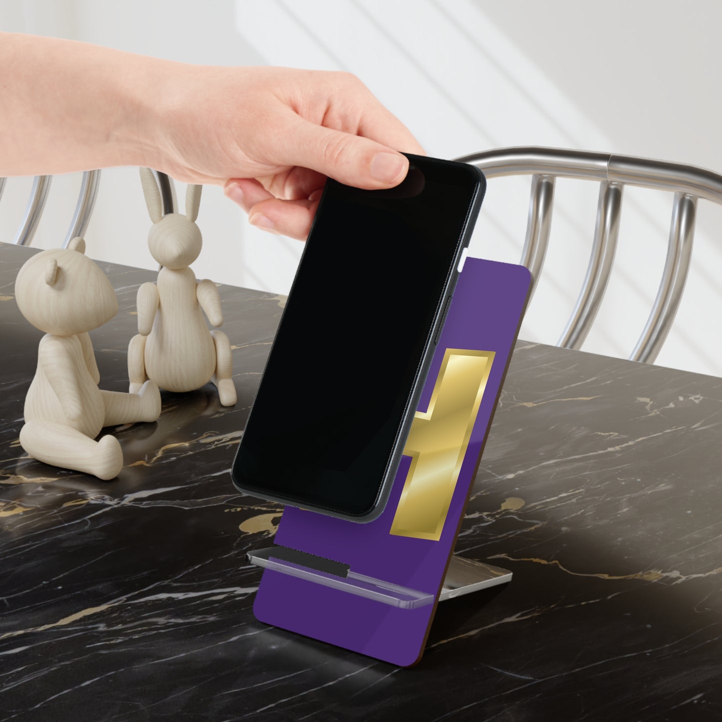 Gold Letter H Mobile Phone Stand | Personalized Desk Accessory, Tech Gift for Students, Home & Office Decor, Birthday & Graduation