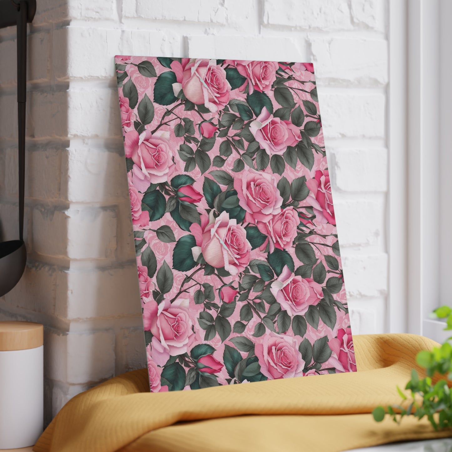 Floral Glass Cutting Board - Elegant Kitchen Decor, Gift for Her, Wedding Gift, Housewarming Present, Kitchen Accessory