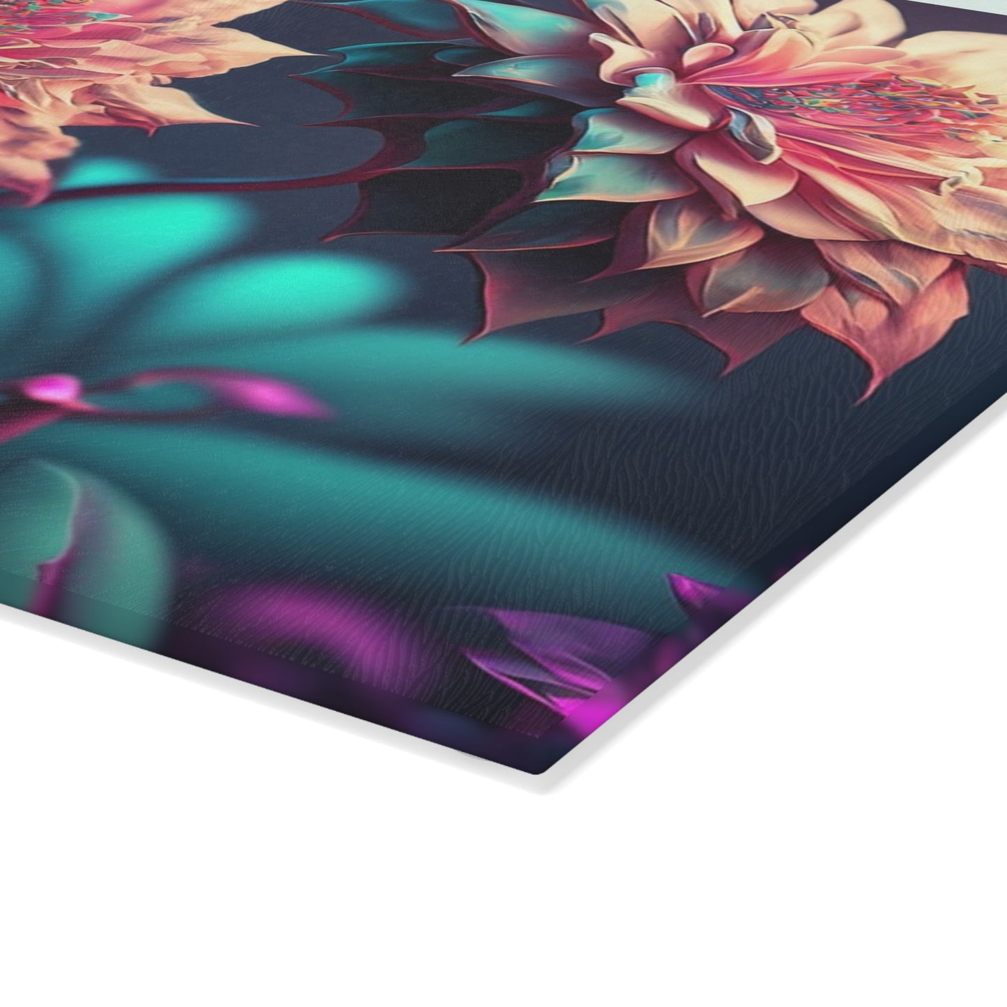 Floral Glass Cutting Board - Kitchen Decor, Wedding Gift, Home Cooking, Floral Art, Unique Kitchen Accessories