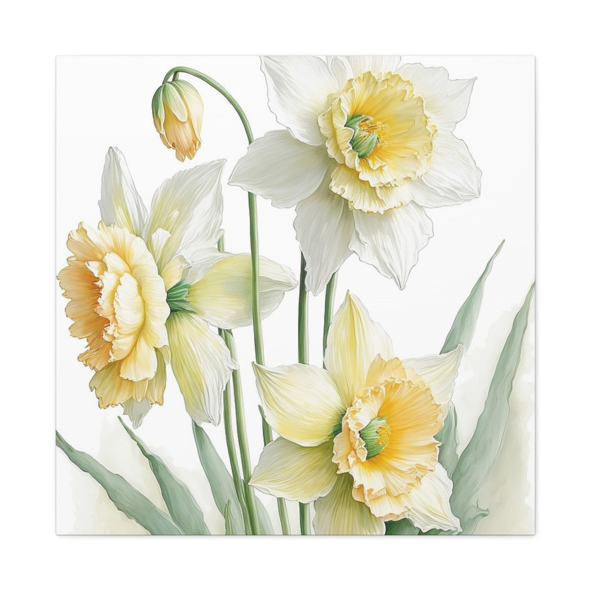 Matte Canvas, Stretched, 1.25" beautiful flowers white and yellow.