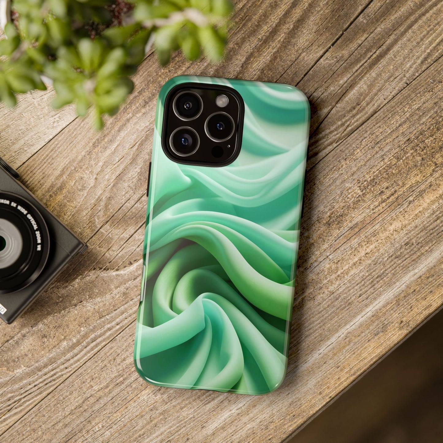 Stylish Phone Case, Tough Case, Green Abstract Design, Cell Phone Cover, Unique Gift, Trendy Accessory