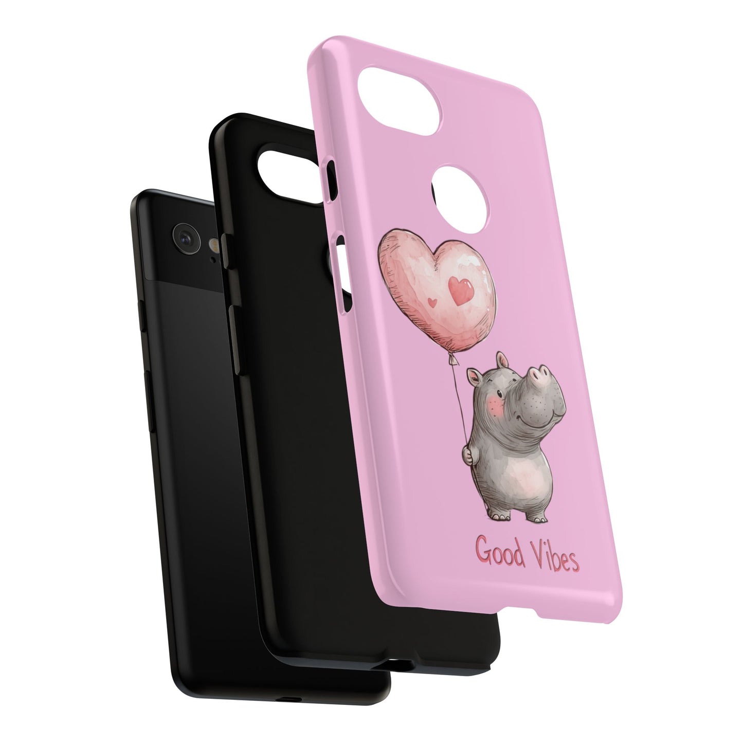 Cute Hippo Phone Case | Good Vibes, Gift for Friends, Cute Phone Accessories, Animal Lover Gift, Happy Phone Cover