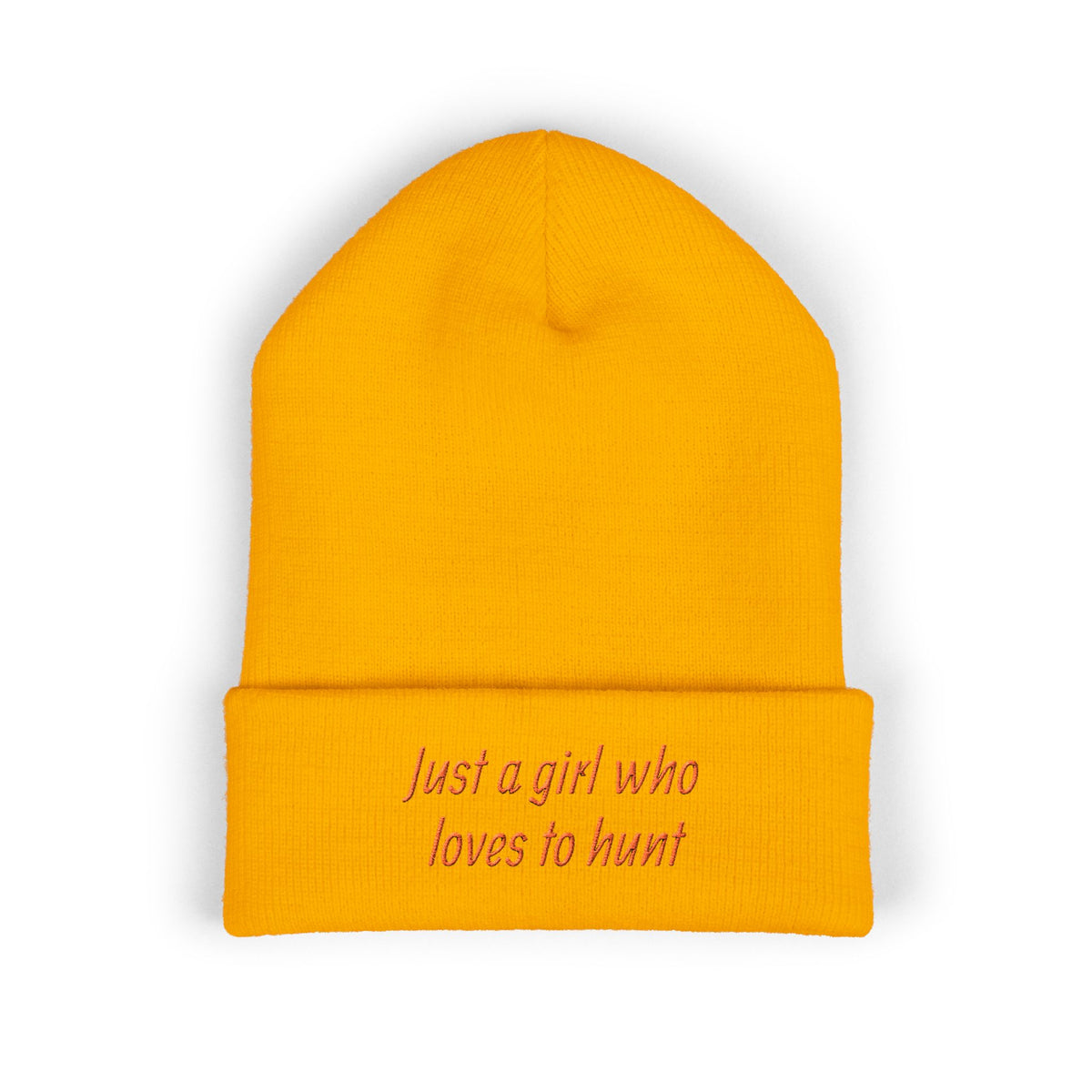Hunting Enthusiast Beanie - "Just a Girl Who Loves to Hunt" Embroidered Cuffed Beanie