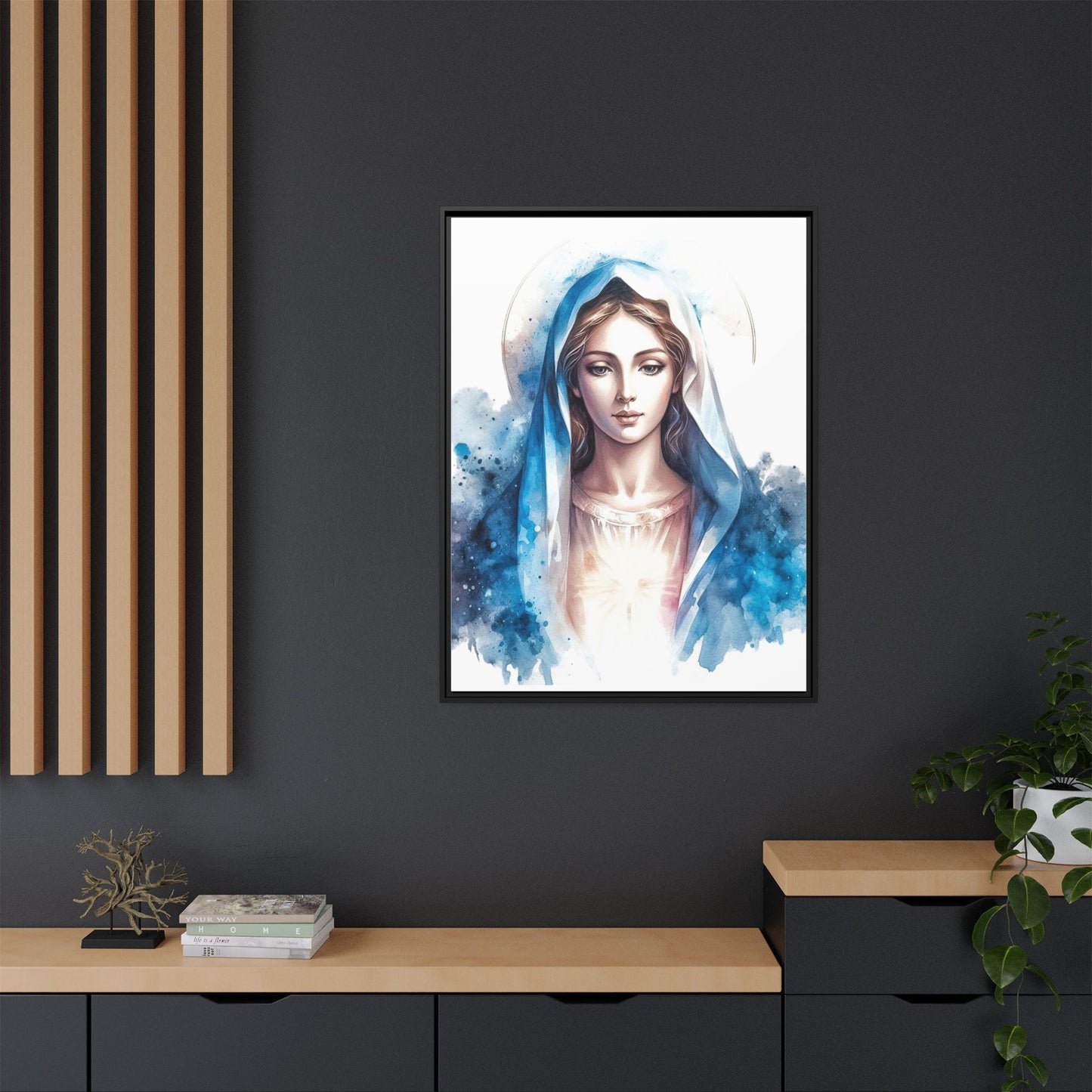 Framed Canvas Art Print, Spiritual Decor, Religious Artwork, Wall Decor, Gift for Faith, Elegant Home Decoration