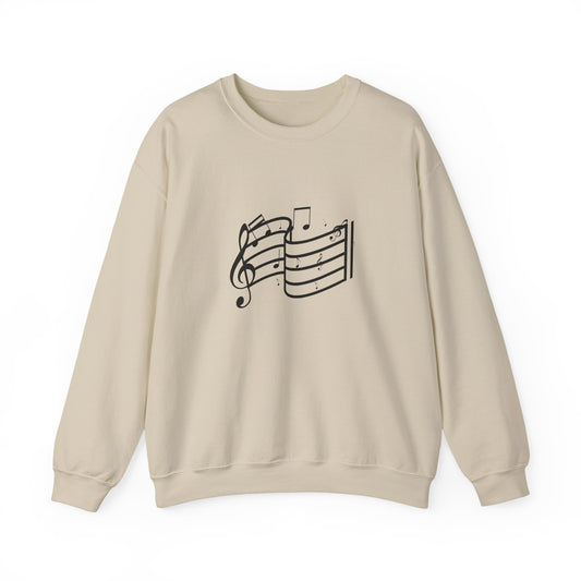 Music Notes Crewneck Sweatshirt – Minimal Sheet Music Design