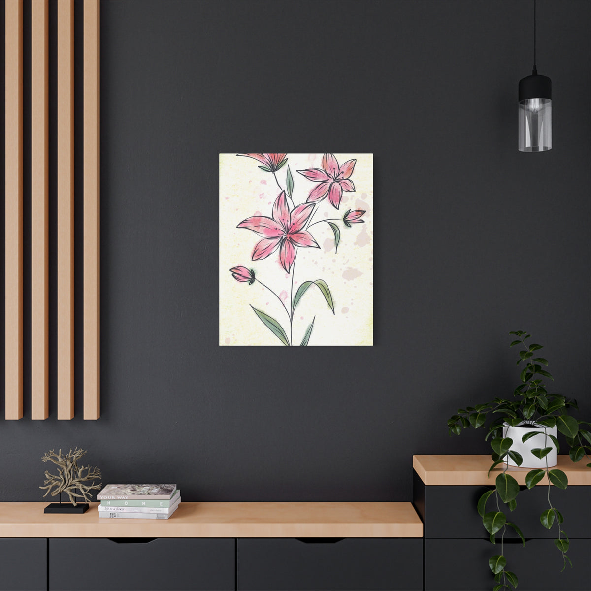 Matte Canvas, Stretched, 1.25" Tulips Pink Flowers