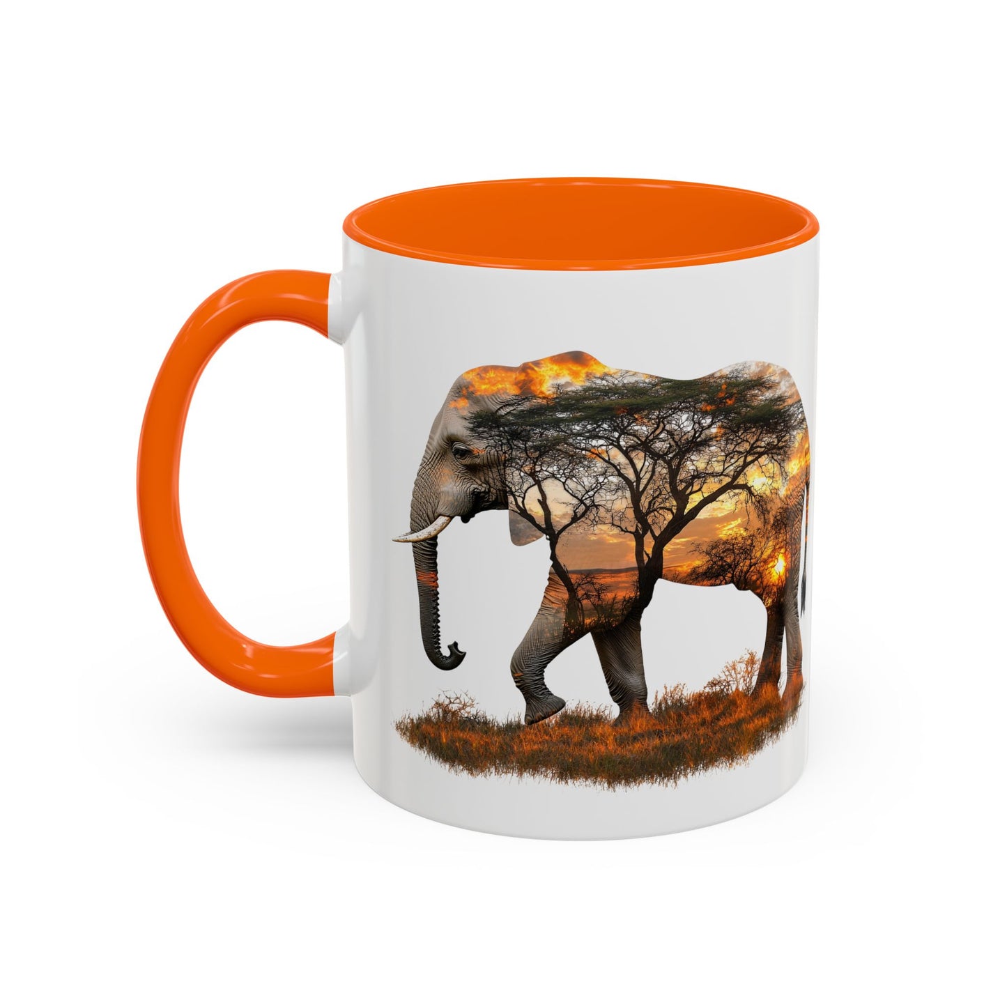 Elegant Elephant Accent Coffee Mug - Nature Lover Gift, Animal Lover Mug, Unique Home Decor, Wildlife Conservation, Travel Mug