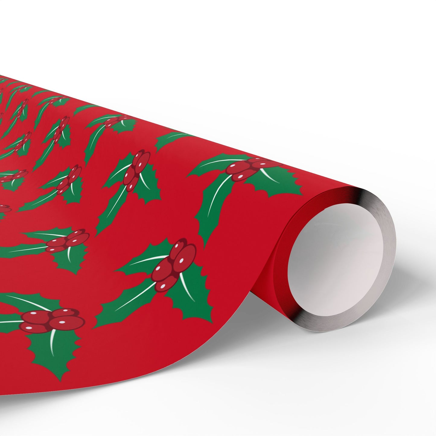 Festive Wrapping Paper Roll | Holiday Gift Wrap | Christmas Gift Wrap | Red Holly Design | Eco-Friendly Gift Wrap