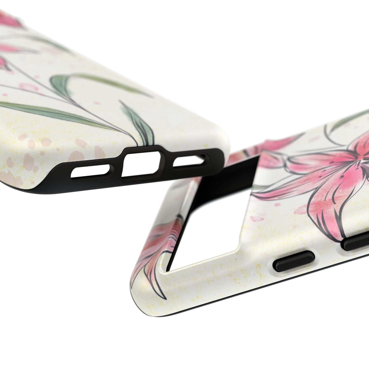Floral Phone Case with Elegant Pink Lilies, Cute Floral Accessories, Phone Protection, Gift for Her, Stylish Cell Phone Cover