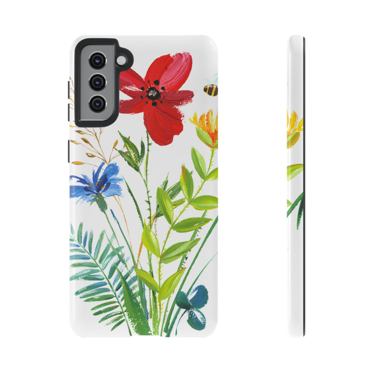 Floral Watercolor Tough Phone Case — Wildflower Bouquet Protective Cover
