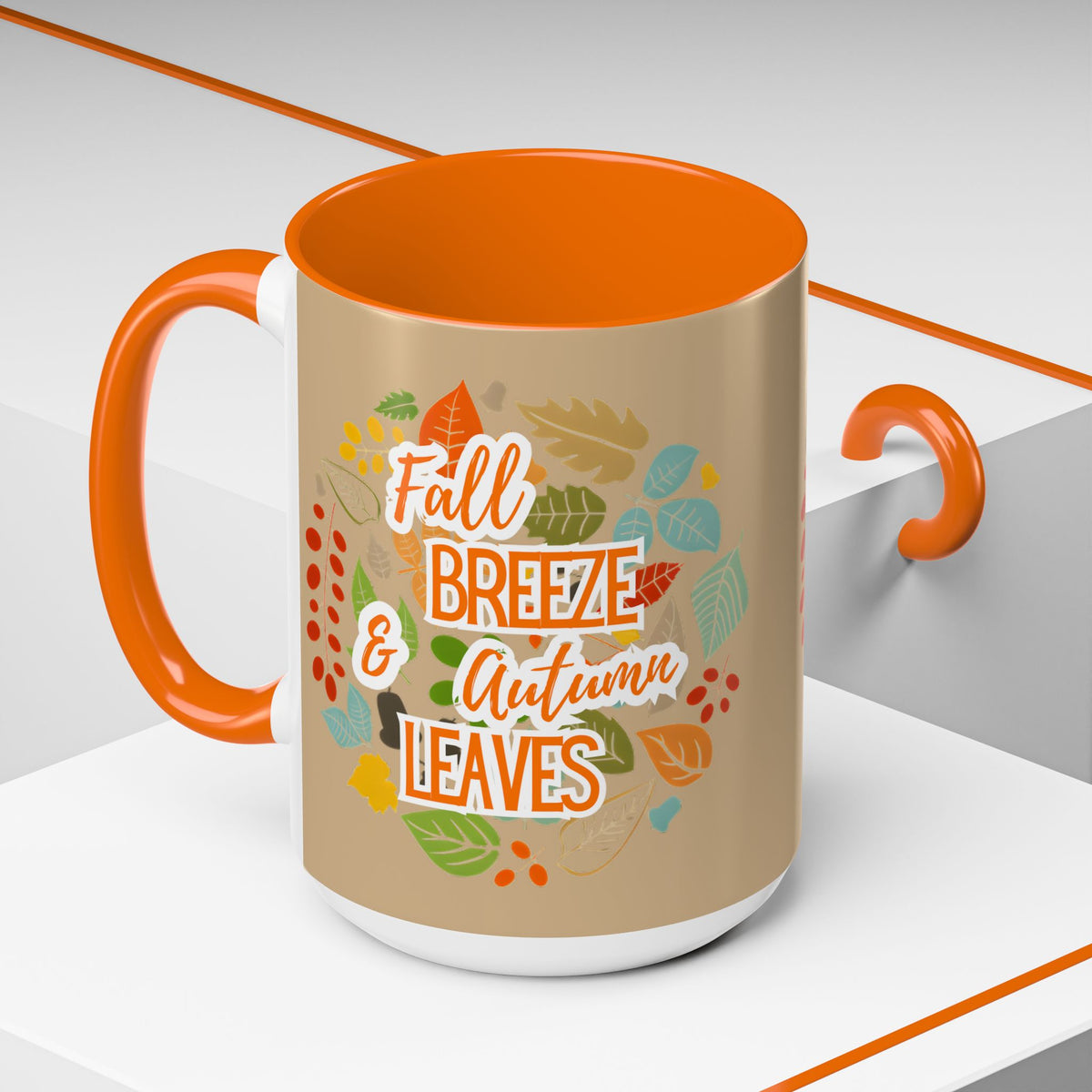 Fall Breeze & Leaves Coffee Mug, Autumn Mug, Seasonal Drinkware, Cozy Kitchen Decor, Perfect Gift for Fall Lovers