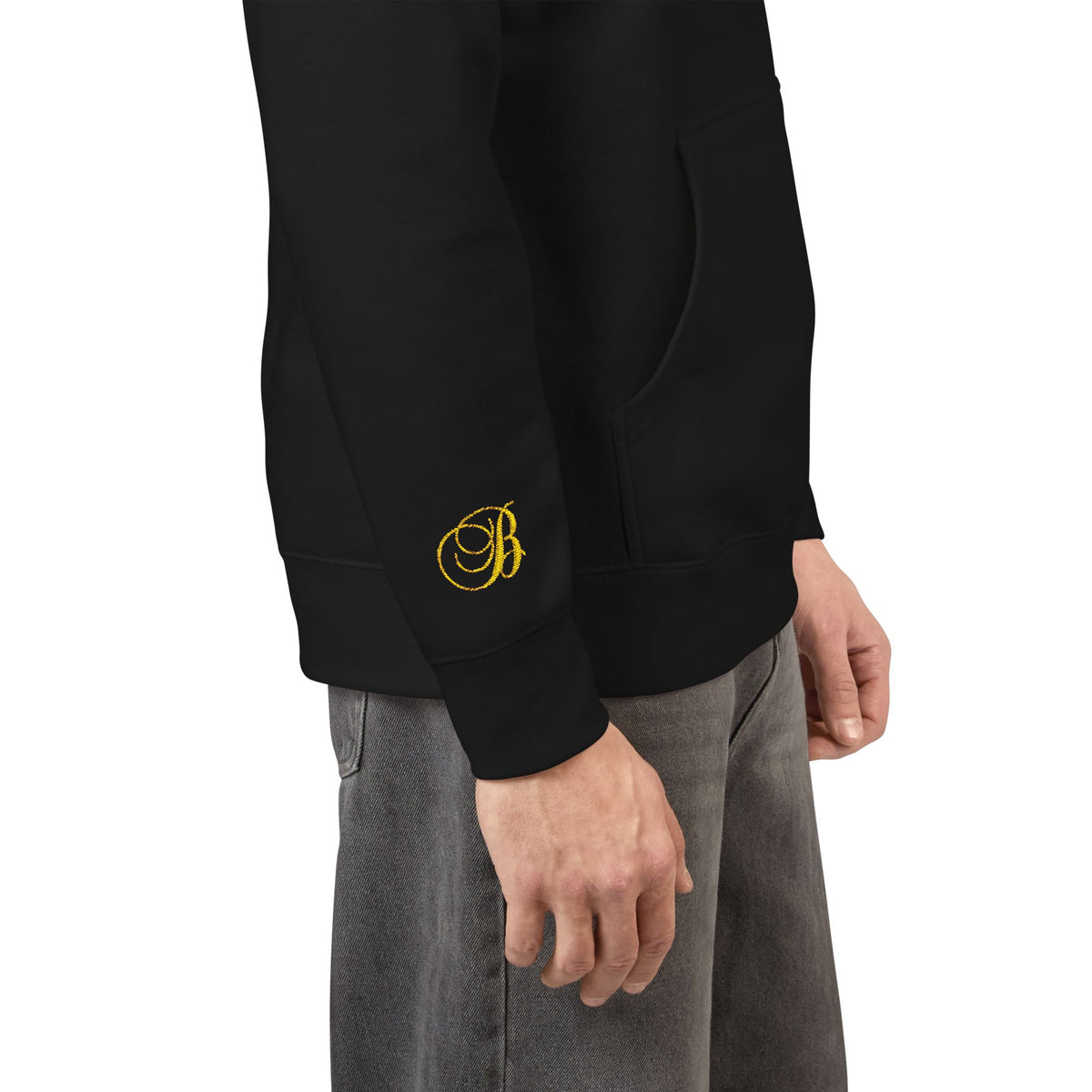 Coral Gold Floral Initial Hoodie — Monogram 'B' Casual Pullover