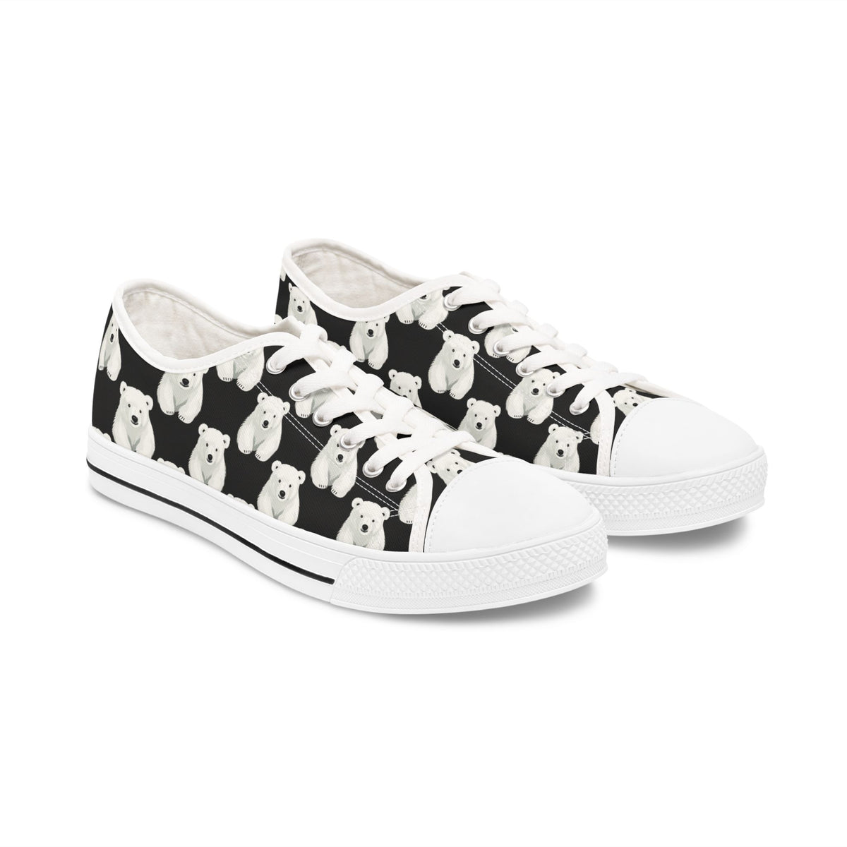 Polar Bear Pattern Low Top Sneakers — Cute Women's Canvas Shoes