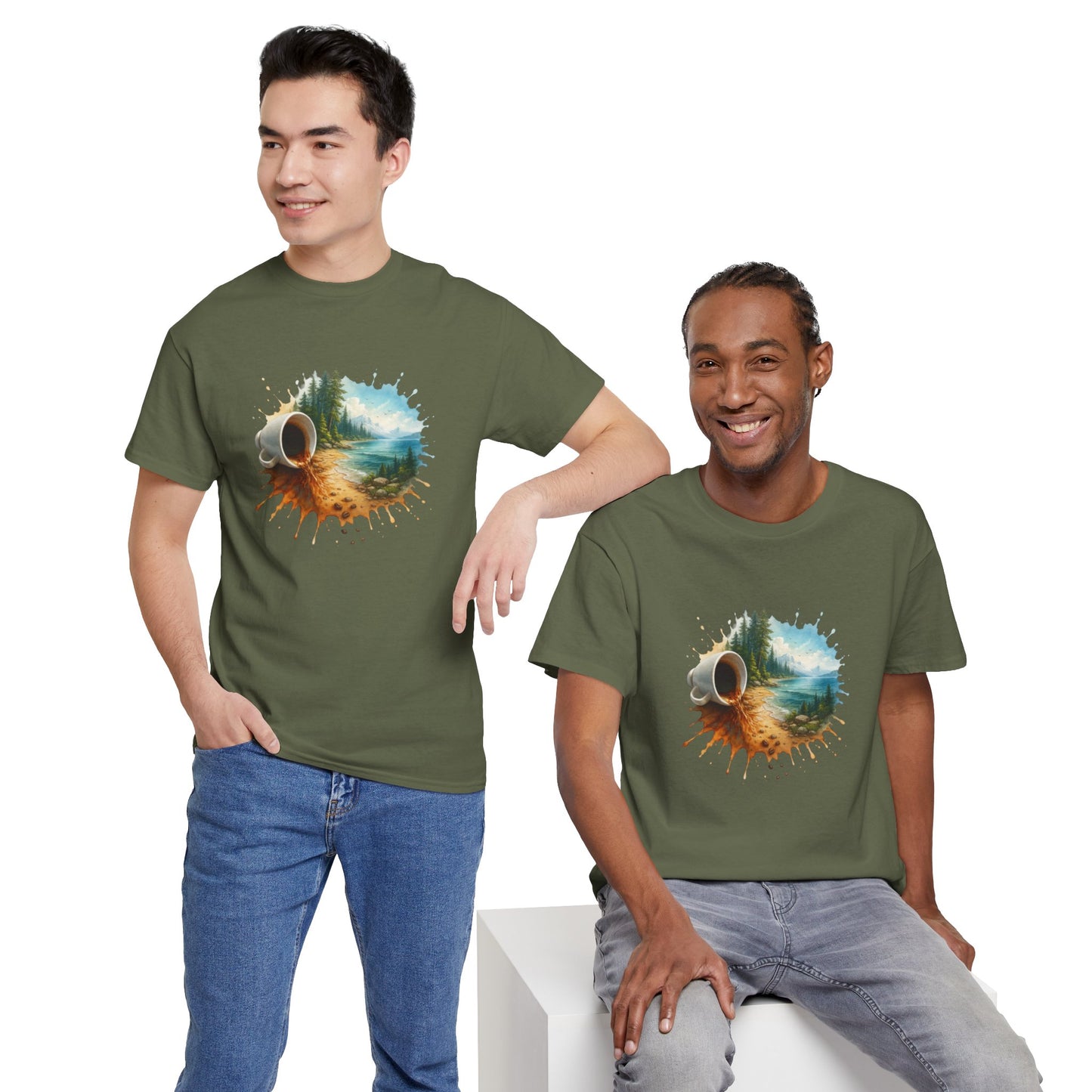 Nature-Inspired Unisex Heavy Cotton Tee, Casual Outfit, Gift for Nature Lovers, Camping Apparel, Outdoor Adventure Shirt