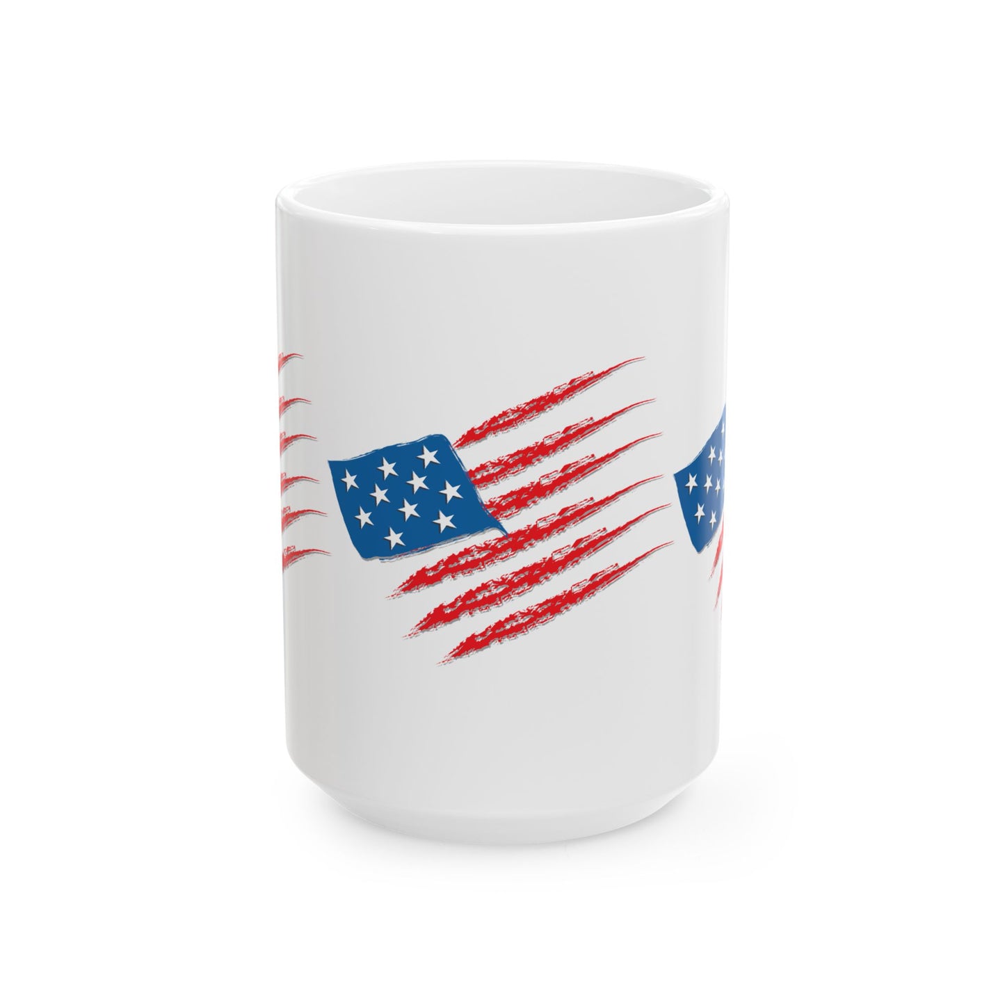Patriotic Ceramic Mug - 11oz & 15oz - Ideal for July 4th, Memorial Day, Veteran's Day, Gifts for Veterans, Americana Decor