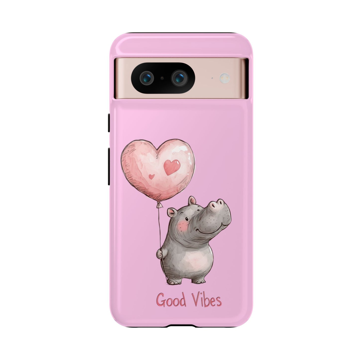 Cute Hippo Phone Case | Good Vibes, Gift for Friends, Cute Phone Accessories, Animal Lover Gift, Happy Phone Cover