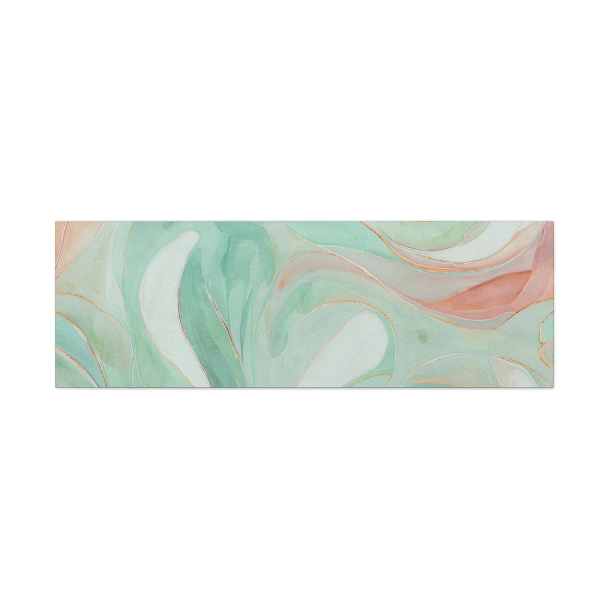 Abstract Green Marble Canvas Print — Teal & Coral Swirl Wall Art