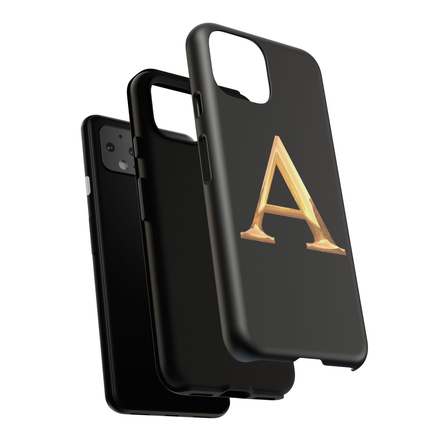 Custom Phone Case with Gold Letter A, Monogrammed Gift, Tough Protective Case, Personalized Phone Accessory, Unique Phone Cover