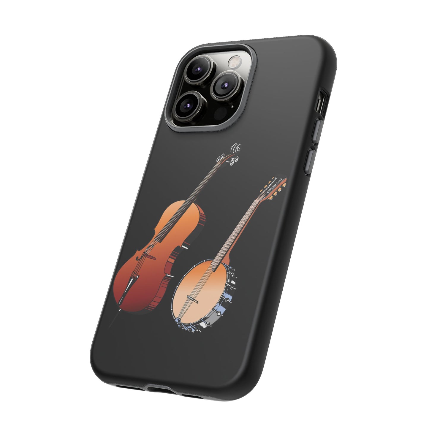 Musical Instrument Phone Case - Violin & Banjo Design, Music Lover Gift, Unique Phone Cover, Holiday Gift, Durable Tough Cases