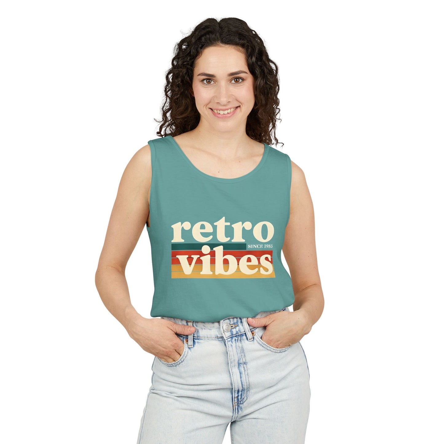 Retro Vibes Tank Top - Unisex Summer Apparel, Casual Wear, Beach Attire, Vintage Style, Gift for Friends