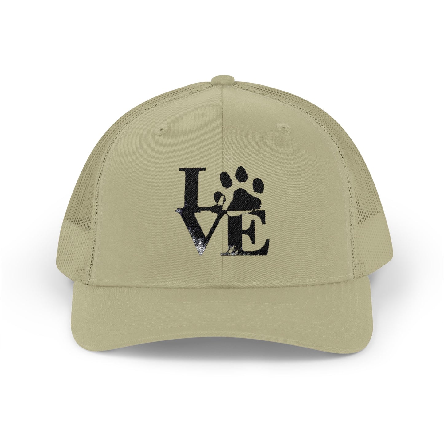 Love Paw Print Trucker Cap for Animal Lovers, Adjustable Snapback Hat for Pet Owners, Gifts for Dog Moms, Cat Dads, Pet Adoption Events