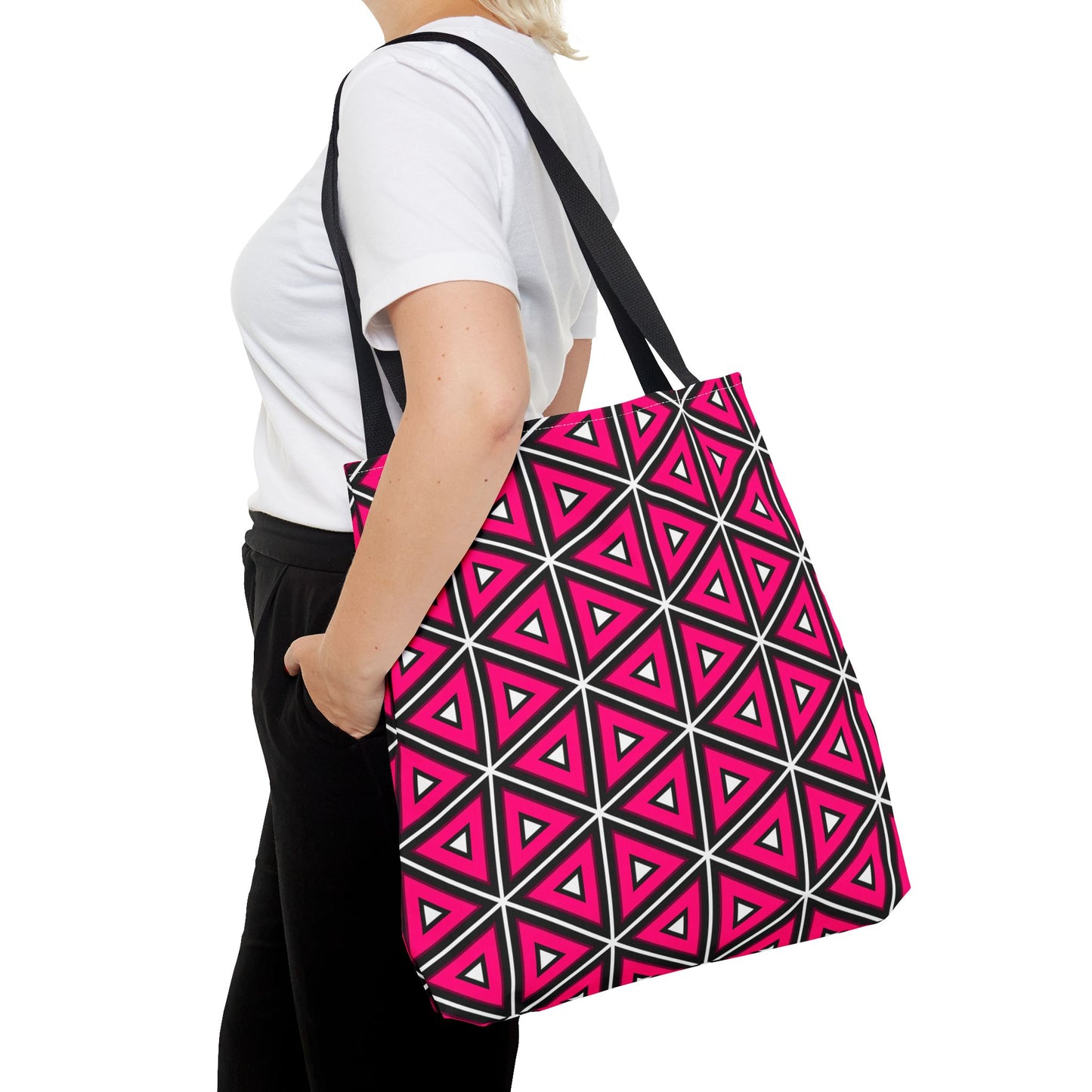 Vibrant Geometric Tote Bag, Trendy Shopping Tote, Cute Carry-All