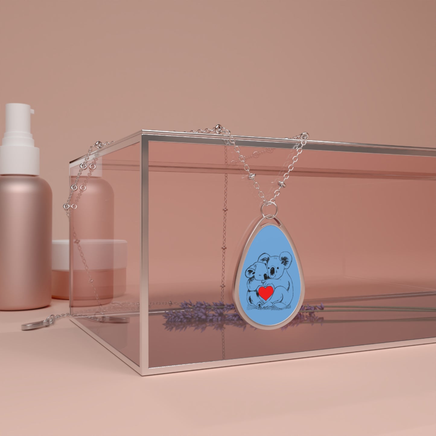 Adorable Koala Love Oval Necklace, Dainty Jewelry, Gift for Animal Lovers, Cute Pendant, Perfect for Birthdays, Valentine's Day, Anniversary