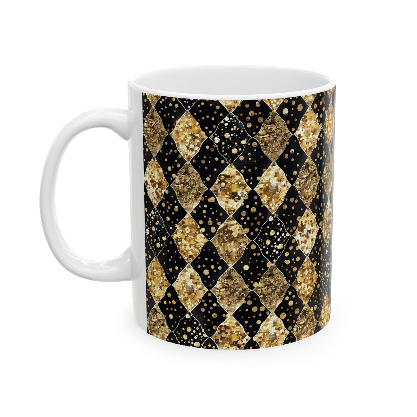 Elegant Gold and Black Harlequin Ceramic Mug