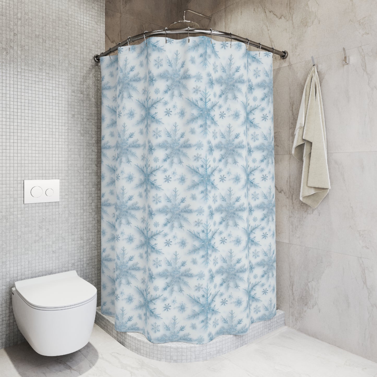 Winter Wonderland Shower Curtain, Snowflake Bathroom Decor, Holiday Gift, Seasonal Home Accent, Winter-Themed Bathroom Must-Have