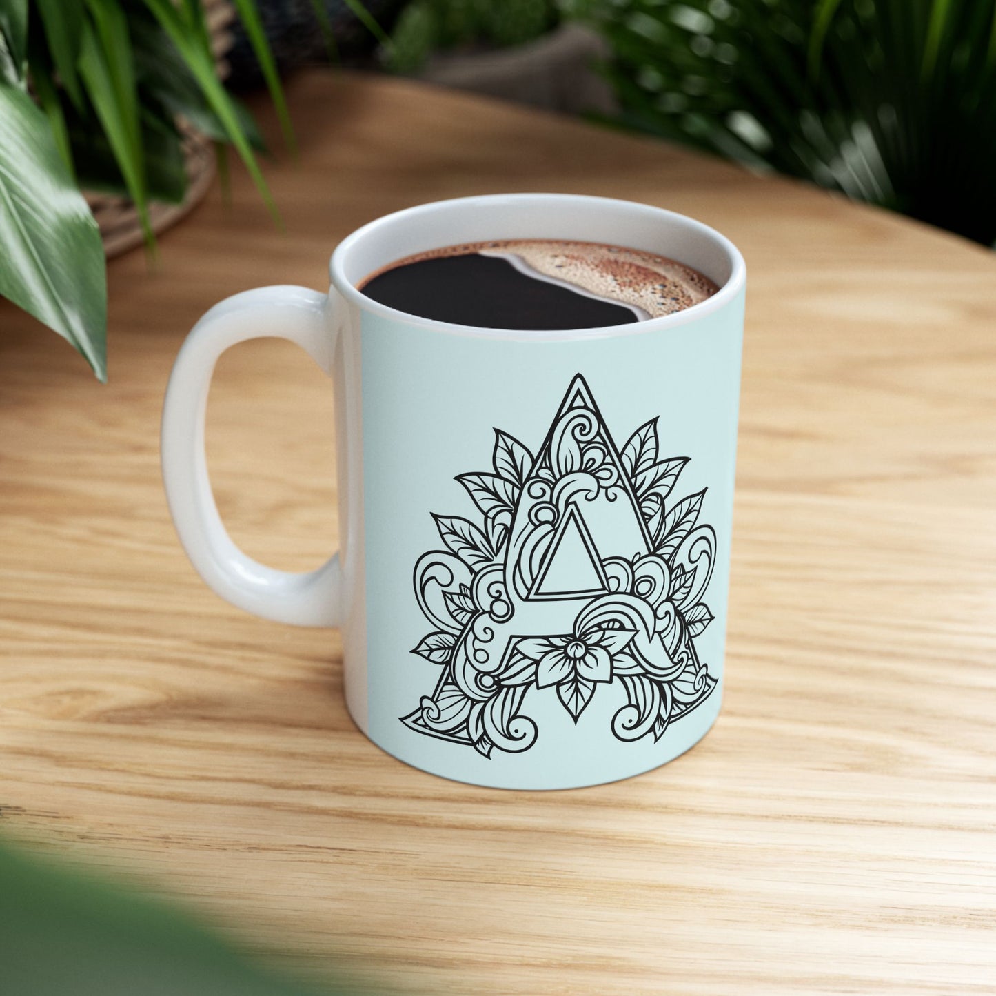 Mandala Design Ceramic Mug - Letter A Calming Tea & Coffee Cup, Gift for Her, Home Decor, Zen Vibes, Meditation