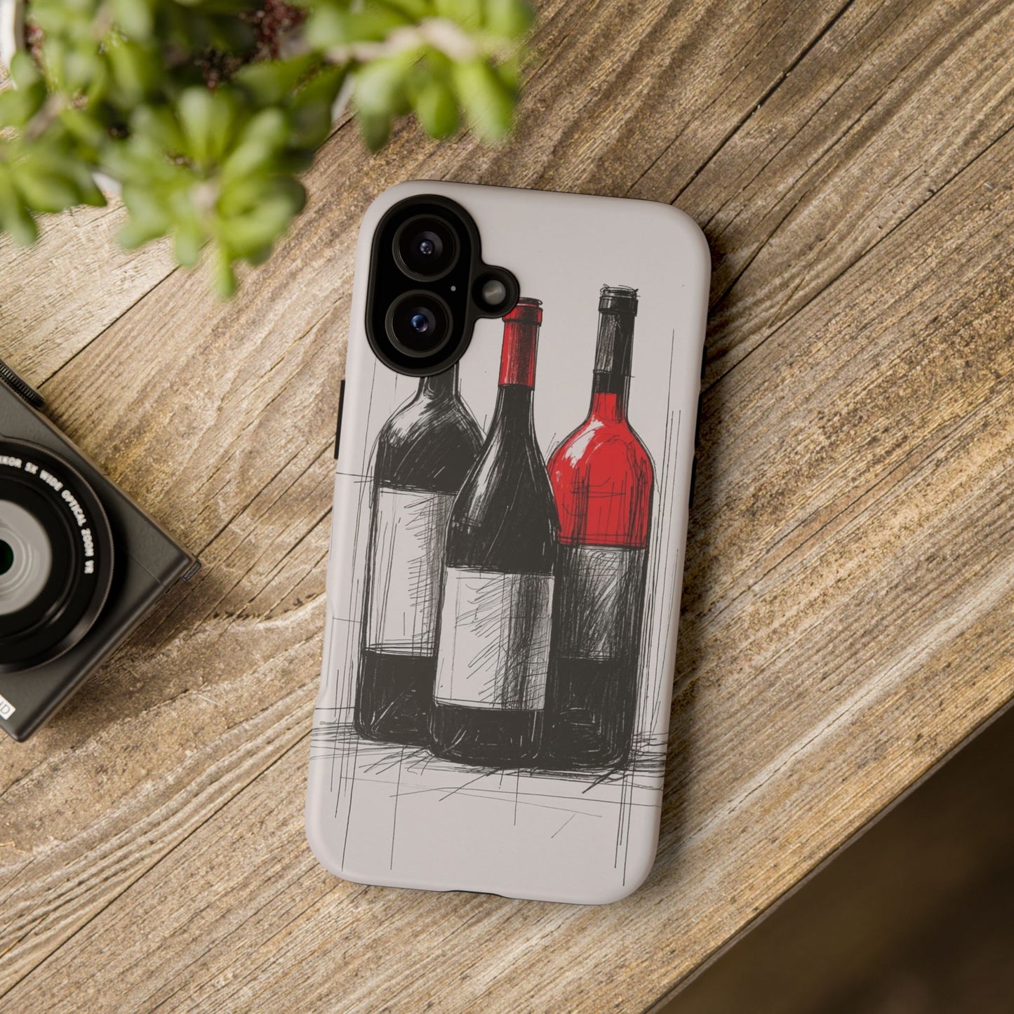Wine Lover's Phone Case, Tough Phone Cover, Artistic Wine Design, Gift for Wine Enthusiasts, Customizable Case, Unique Wine Art