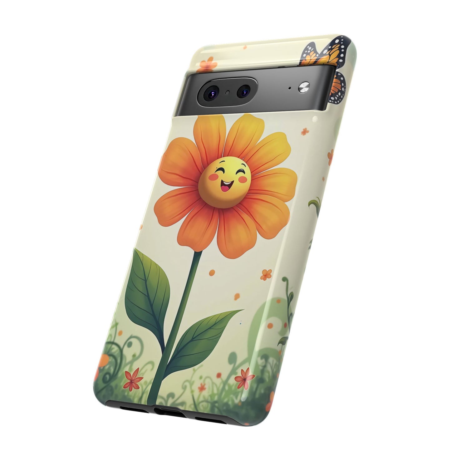Floral Phone Case with Butterfly Design, Cute Flower Phone Cover for Nature Lovers, Eco-Friendly Gift, Spring Vibes, Birthday Present