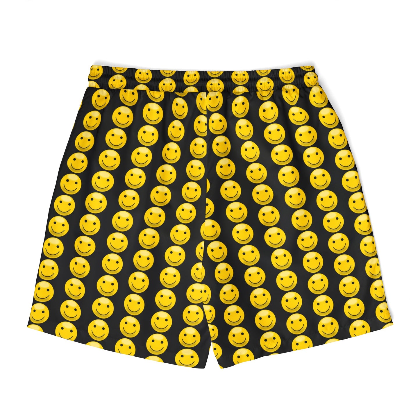 Happy Emoji Swim Shorts, Unisex Beach Shorts, Fun Summer Swimwear, Vacation Ready Swim Trunks, Cute Pool Party Attire