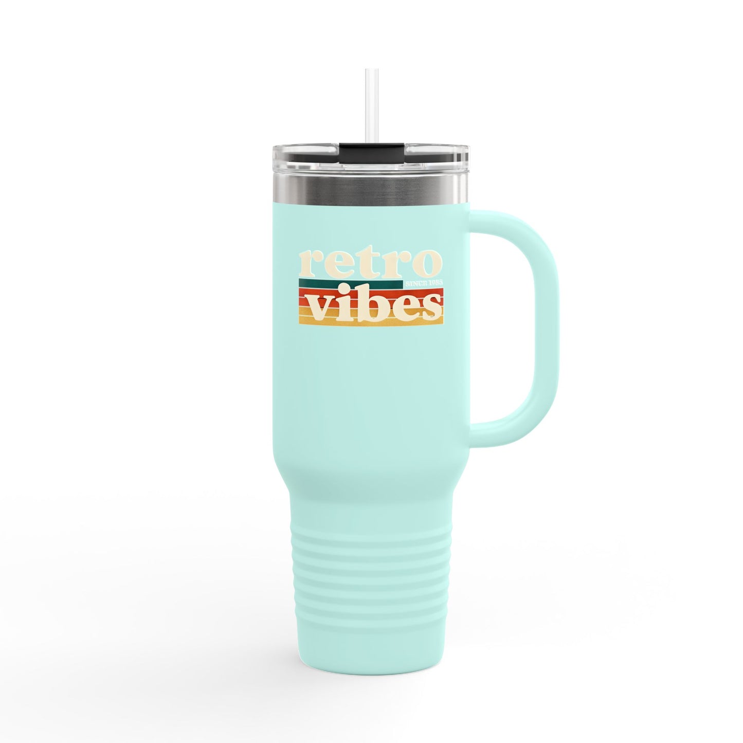 Retro Vibes Insulated 40oz Travel Mug | Fun Travel Cup for Coffee Lovers, Perfect for Road Trips, Picnics, Gifts
