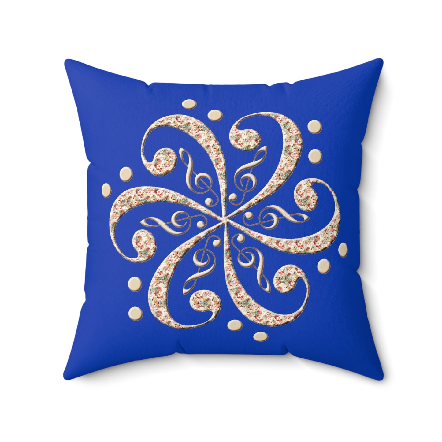 Blue Floral Swirl Decorative Pillow, Home Decor, Bohemian Accent, Sofa Cushion, Gift for Her, Living Room