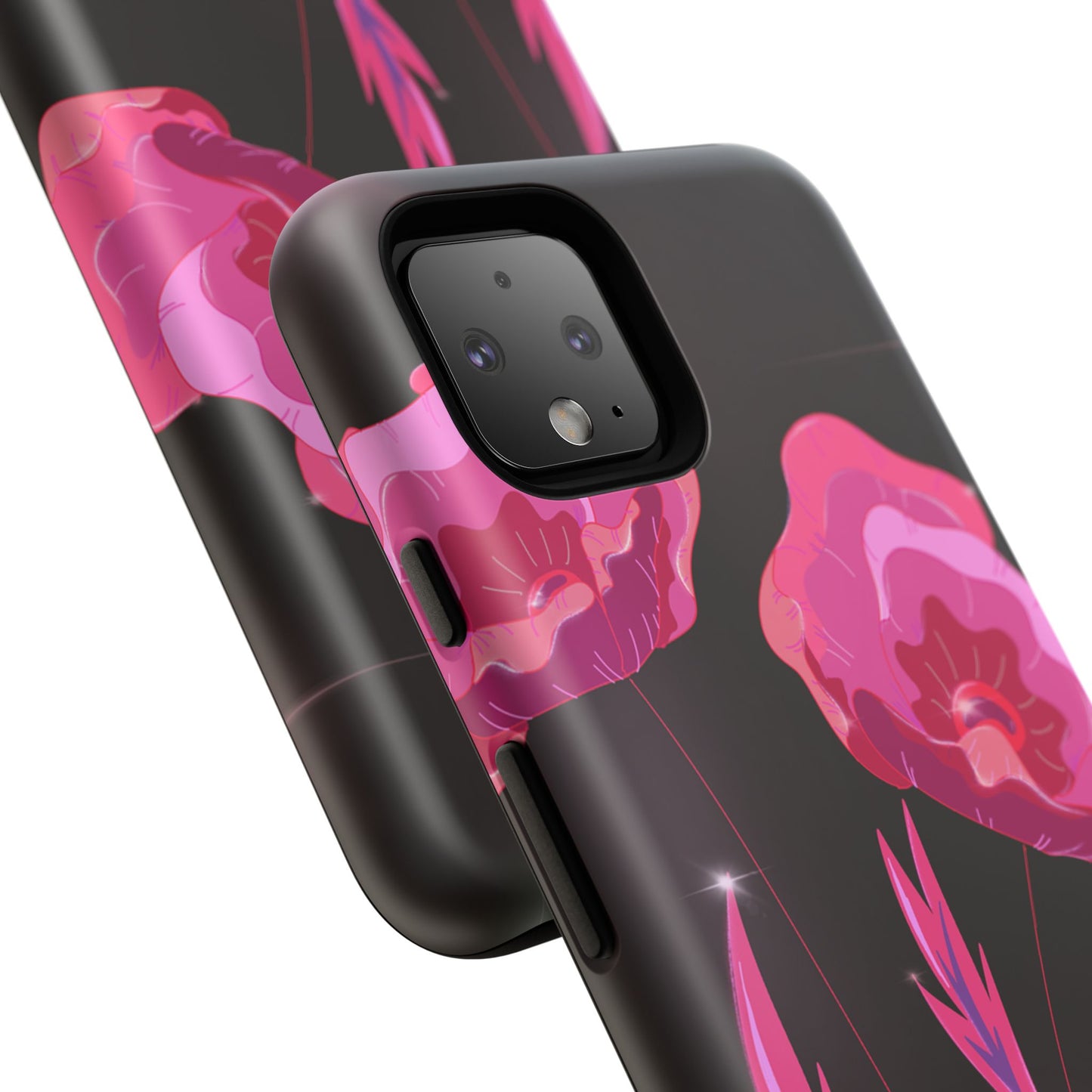 Floral iPhone Case | Tough Cases with Pink Poppy Design, Elegant Flower Phone Cover, Gift for Her, Spring Accessories, Chic Tech