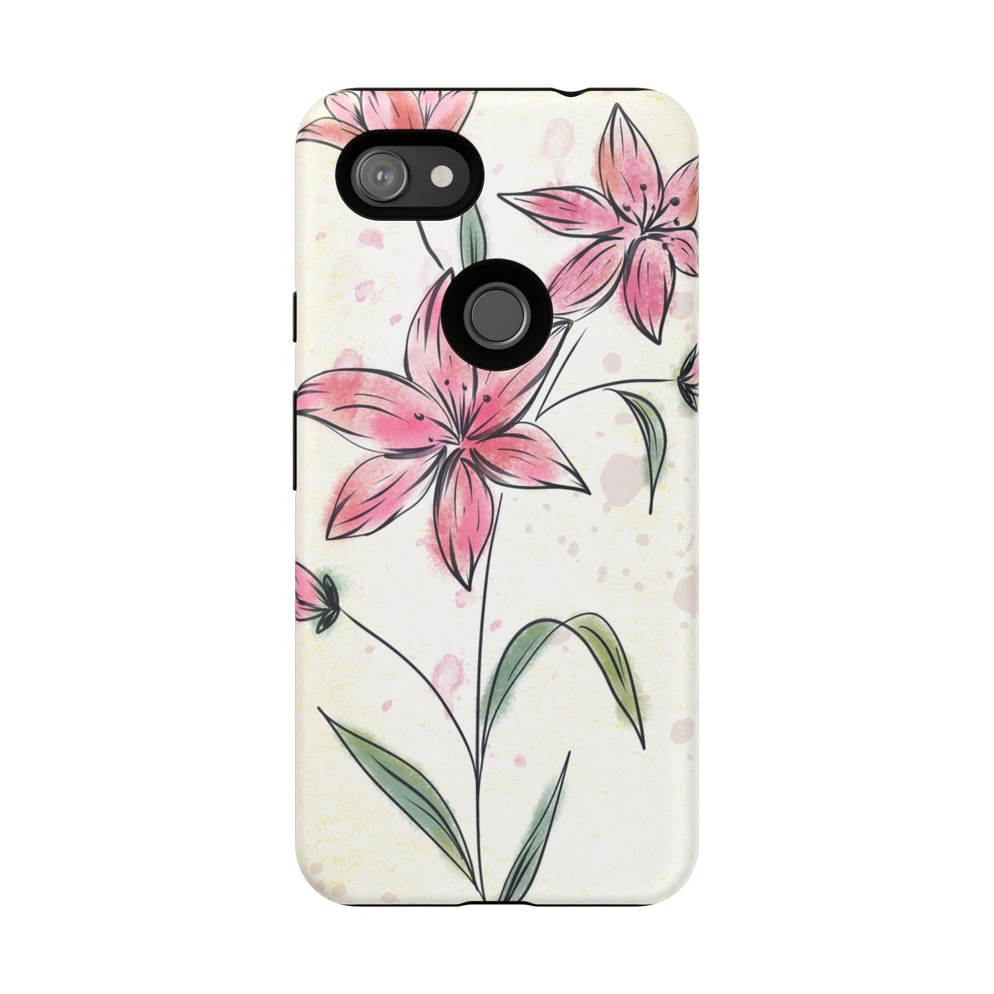 Floral Phone Case with Elegant Pink Lilies, Cute Floral Accessories, Phone Protection, Gift for Her, Stylish Cell Phone Cover