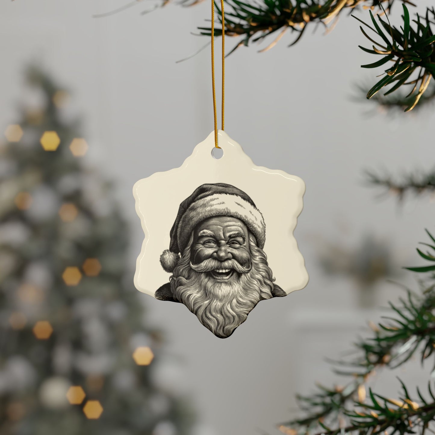 Festive Ceramic Ornaments, 2-Sided Print for Christmas Decor, Personalized Holiday Gifts, Winter Decorations, Santa Claus Ornaments