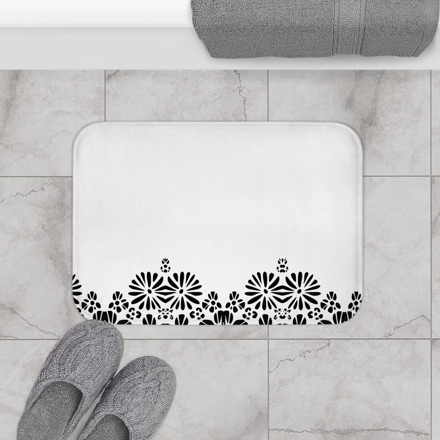 Floral Elegance Bath Mat - Chic Bathroom Decor, Home Spa Essentials, Gift for Her, Modern Design, Cozy Comfort