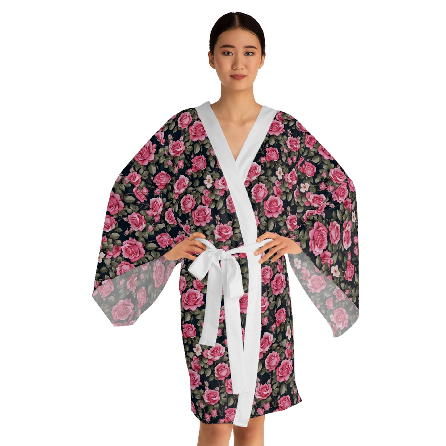 Floral Long Sleeve Kimono Robe, Bohemian Loungewear, Women's Gift, Summer Style, Home Relaxation, Fashion Statement, Vintage Aesthetic