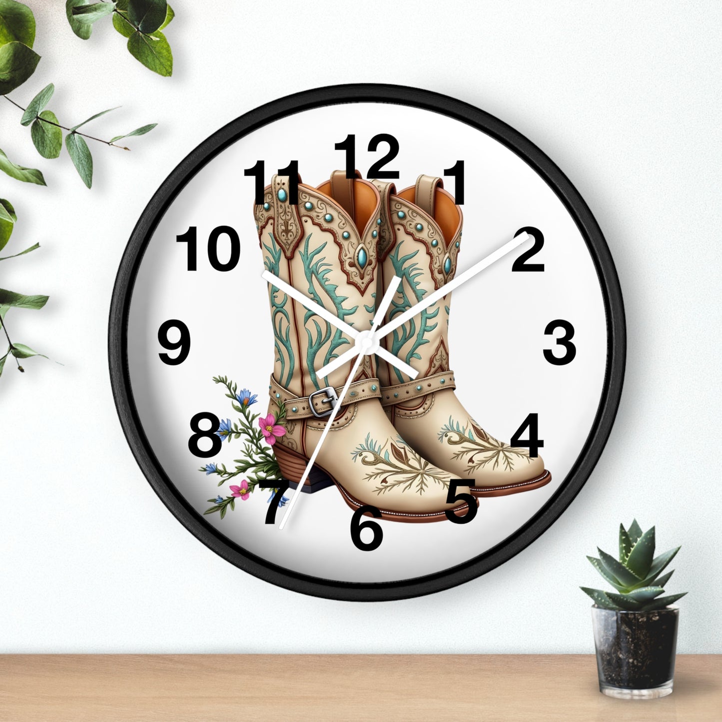 Cowboy Boots Wall Clock, Rustic Home Decor, Farmhouse Style, Country Kitchen Clock, Gift for Cowgirl, Western Decor
