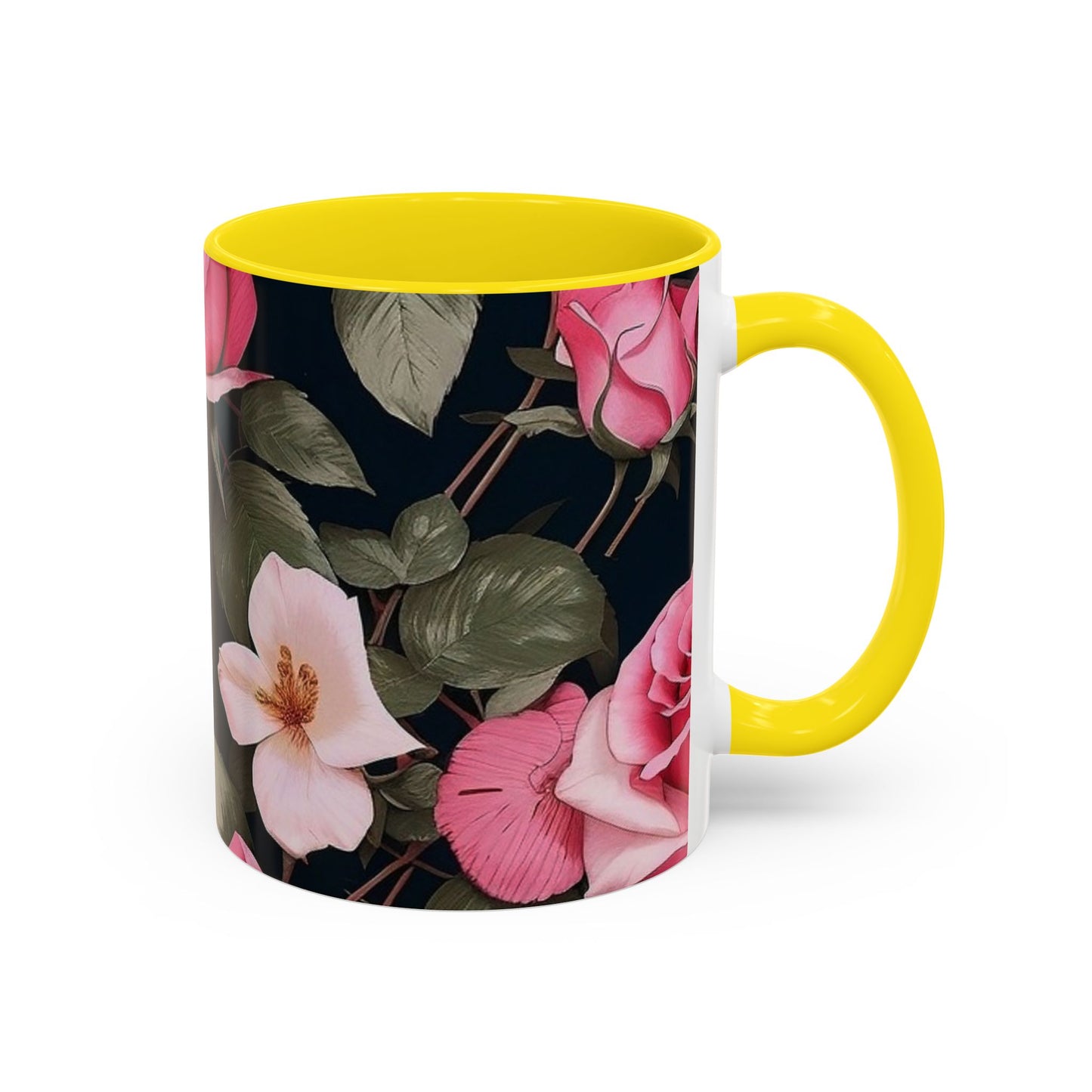 Floral Accent Coffee Mug, Gift for Her, Cute Floral Mug, Spring Decor, Coffee Lover Gift