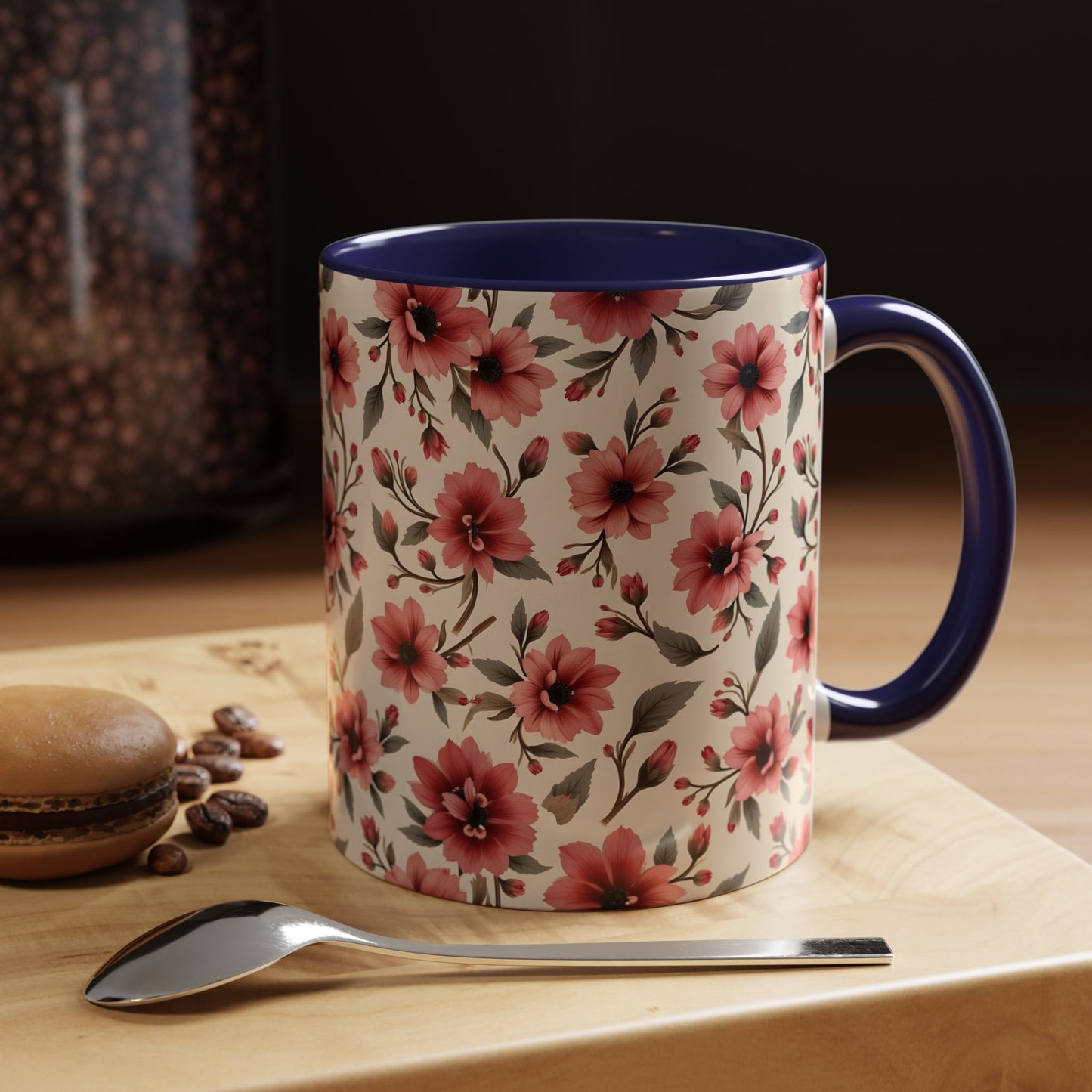Floral Accent Coffee Mug, Cute Gift for Her, Coffee Lover's Mug, Mother's Day Gift, Housewarming Tea Mug